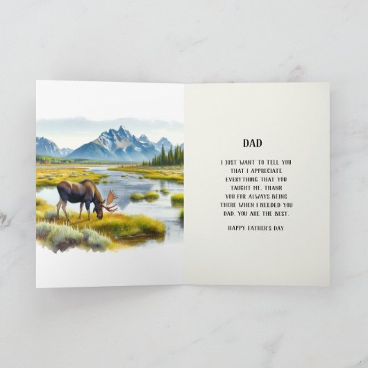 父の日 ワイルドライフ ムース  グリーティング カード (内部)