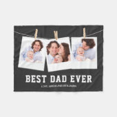 父の日 | 世界で最高のパパ 3枚の写真コラージュ フリースブランケット (正面(横))