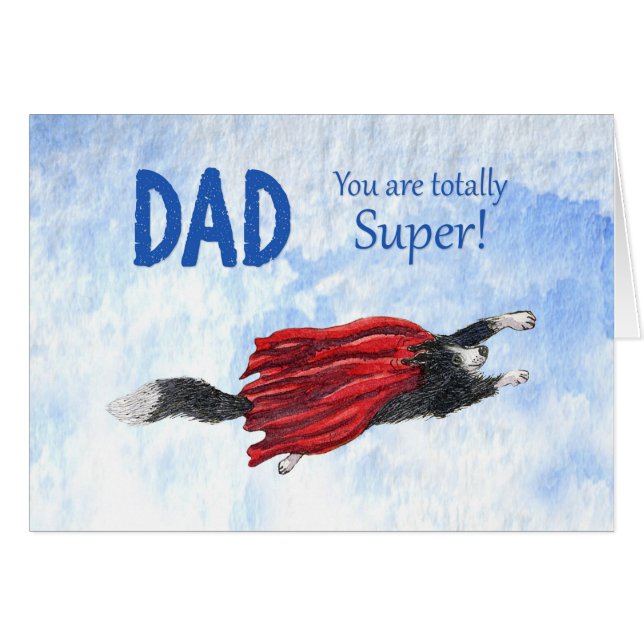 父の日、全くすごいパパ、ボーダーコリー犬 (正面横)