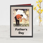 父の日-夕食のための魚をきれいにすること カード (黄色い花)