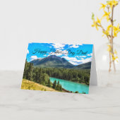 父の日 山の湖の風景 カード (黄色い花)