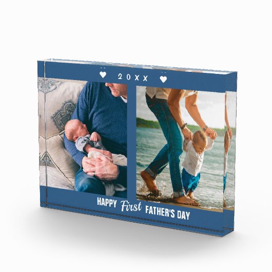 父の日、幸せに2枚の写真ブロック フォトブロック (右)