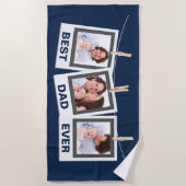 父の日|最高のパパEver 3フォトコラージュ ビーチタオル (正面)