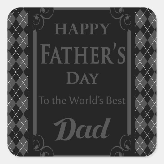 父の日 – 「父の日を幸せに」ブラック/グレー スクエアシール (正面)