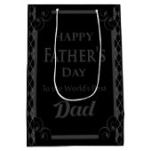 父の日 – 「父の日を幸せに」ブラック/グレー ミディアムペーパーバッグ (裏面)