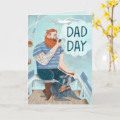 父の日、犬と一緒に船に乗って赤髭の船長を カード (黄色い花)