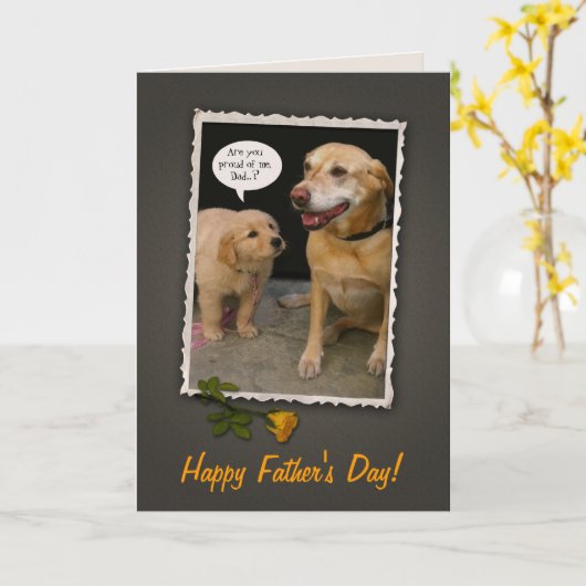 父の日 + 犬 カード (黄色い花)
