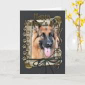 父の日 – 石の前足 – ドイツのシェパード – チャン カード (黄色い花)