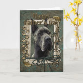 父の日 – 石の足 – グレートダン – グレー カード (黄色い花)