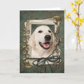 父の日 – 石の足 – ゴールデンレトリバーテボウ カード (黄色い花)