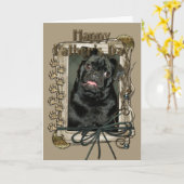 父の日 – 石の足 – パグ – ラフィー カード (黄色い花)