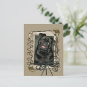 父の日 – 石の足 – パグ – ラフィー ポストカード (スタンド正面)