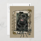 父の日 – 石の足 – パグ – ラフィー ポストカード (正面/裏面)