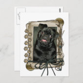 父の日 – 石の足 – パグ – ラフィー ポストカード (正面/裏面)