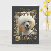 父の日 – 石の足 – プードル – アプリコット カード (黄色い花)