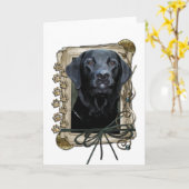 父の日 – 石の足 – ラブラドール – 黒 カード (黄色い花)