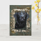 父の日 – 石の足 – ラブラドール – 黒 – ゲージ カード (黄色い花)