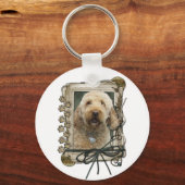 父の日 – 石の足 – GoldenDoodle キーホルダー (正面)