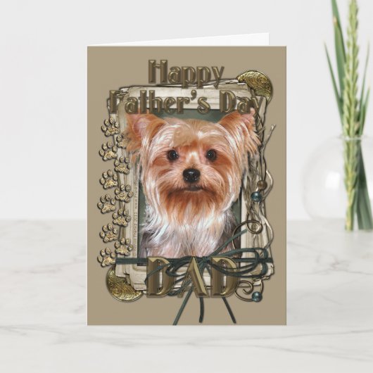 父の日 – 石の足 – Yorkshire Terrier カード (正面)