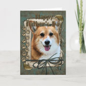 父の日-石造りの足-コーギー-オーウェン カード (正面)