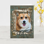 父の日-石造りの足-コーギー-オーウェン カード (黄色い花)