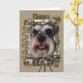 父の日-石造りの足-シュナウツァー カード (黄色い花)