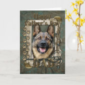 父の日-石造りの足-ジャーマン・シェパード カード (黄色い花)