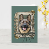 父の日-石造りの足-ジャーマン・シェパード カード (黄色い花)