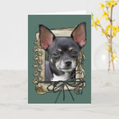 父の日-石造りの足-チワワ-イザベラ カード (黄色い花)