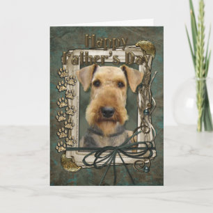 父の日-石造りの足- Airedale カード