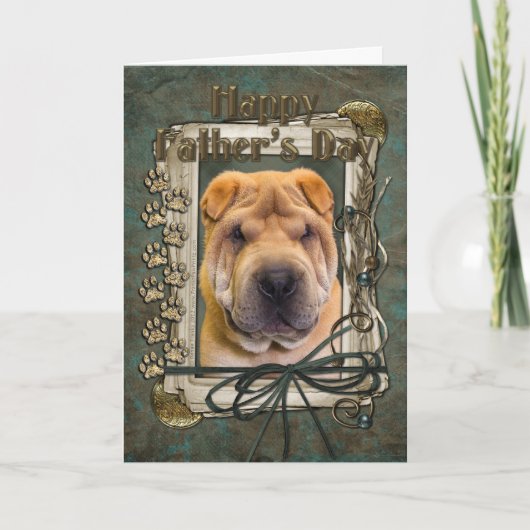 父の日-石造りの足- Shar Pei カード (正面)