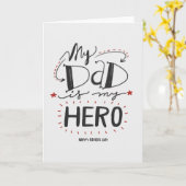 父の日 – 「私のパパは私のヒーロー」 カード (黄色い花)