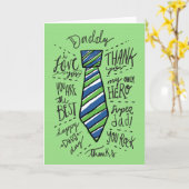 父の日 – 緑 – "パパ"ネクタイ カード (黄色い花)