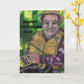 父の日，行った魚釣りカード カード (黄色い花)