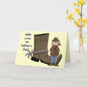 父の日-西部のブーツおよび拍車 カード (黄色い花)