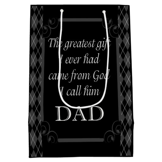 父の日 – 誕生日「もっとも偉大ギフトI」 ミディアムペーパーバッグ (裏面)