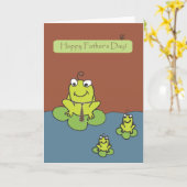 父の日-赤いスプロケットによるカエル カード (黄色い花)