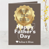 父の日，金ゴールドメダルの高シンプルさ， カード (黄色い花)