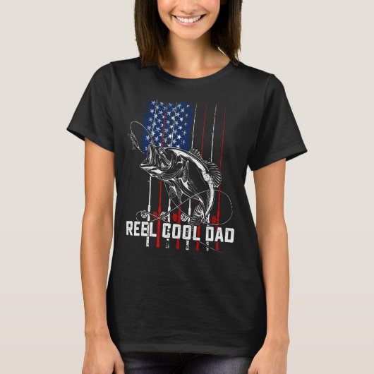 父の日 釣り お父さん 4th of July メンズ REEL COOL DAD Tシャツ (正面)