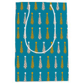 父の日 | 黄色とティール(緑がかった色)の青い絆 ミディアムペーパーバッグ (正面)