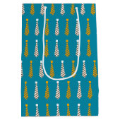 父の日 | 黄色とティール(緑がかった色)の青い絆 ミディアムペーパーバッグ (裏面)