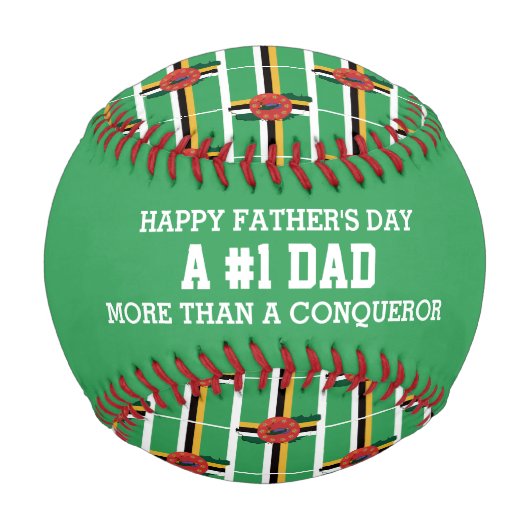 父の日#1ナンバー1パパドミニカ国旗 野球ボール (正面)