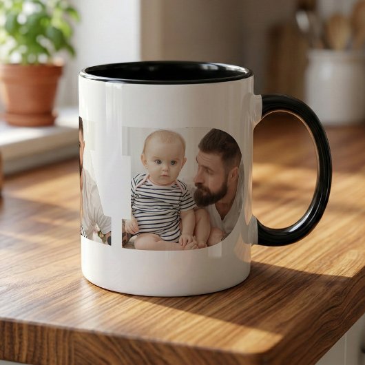 父の日 3枚の写真 "Dad" カットアウト タイポグラフィ マグカップ
