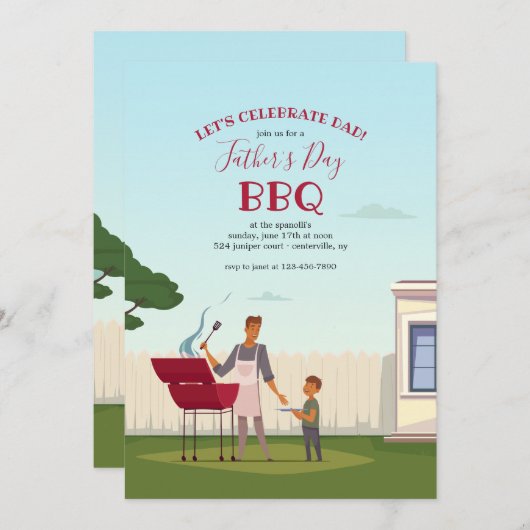 父の日 BBQ 招待状 (正面/裏面)