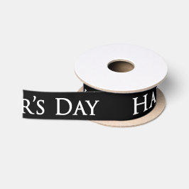 父の日"Happy Father's Day" in White on Blk サテンリボン