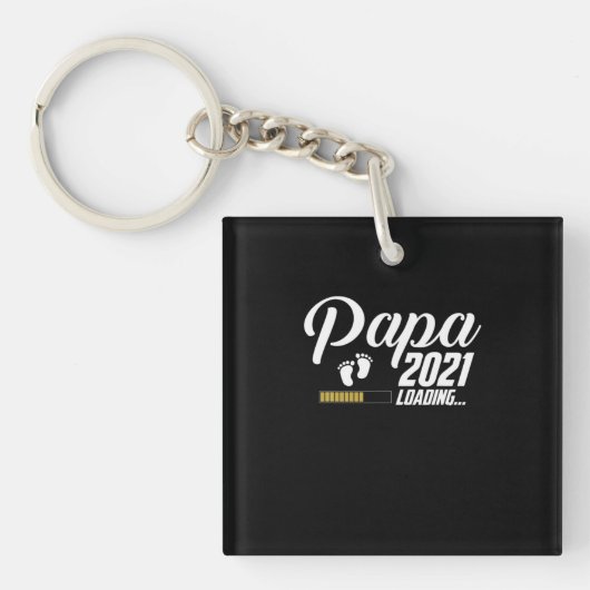 父の日 | Papa Loading 2021 First Time Father キーホルダー (正面)