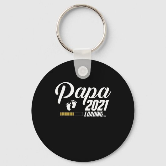 父の日 | Papa Loading 2021 First Time Father キーホルダー (正面)