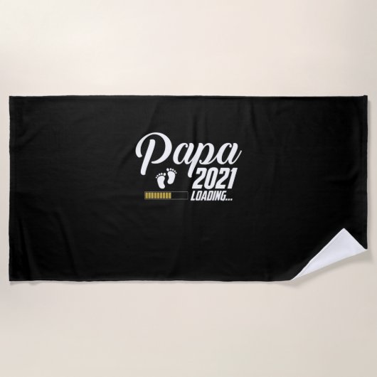 父の日 | Papa Loading 2021 First Time Father ビーチタオル (正面)