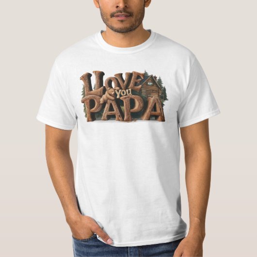 *~*父の日AP86 LOVE YOU PAPA 素朴 Tシャツ (正面)