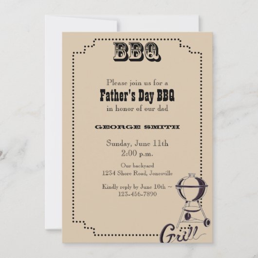 父の日BBQのパーティの招待状 招待状 (正面)